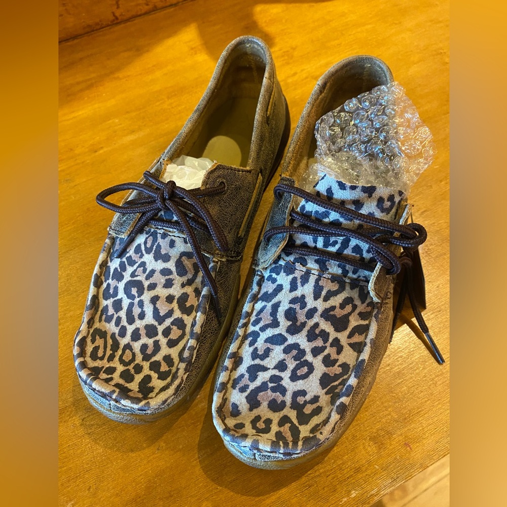 Twisted X Leopard Print & Brown Slip-On Loafers